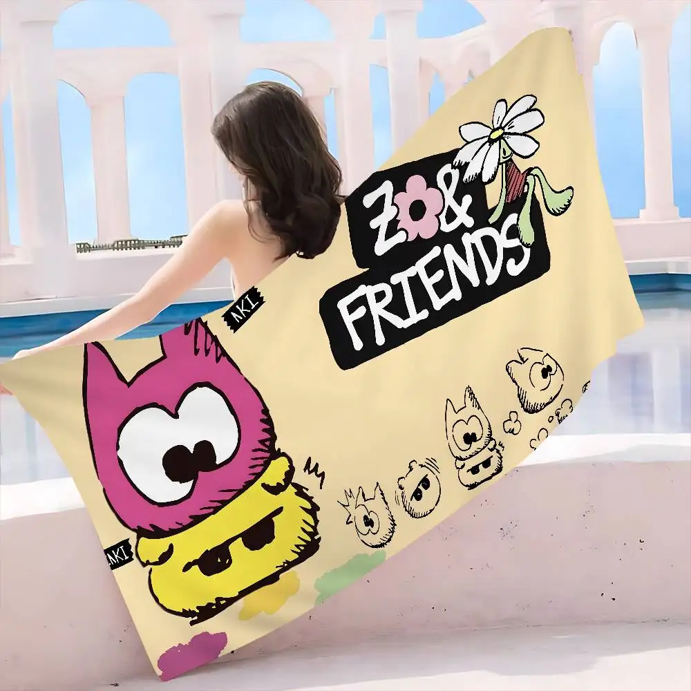 Fashion Z-Zoas Cat Microfiber Blanket Quick Drying Beach Towels Oversized Printing Super Absorbent Pool Towel Blanket
