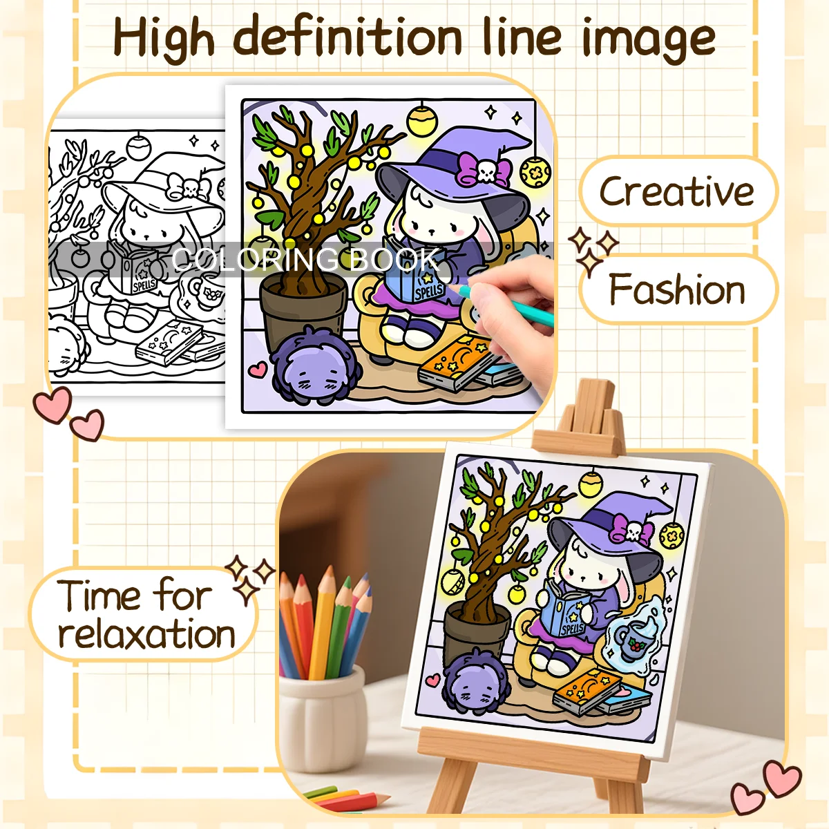 CREEPY CUTE Coloring Book for Adults Featuring Cute Cozy Daily Activities for Educational DIY Relaxation Children Drawing Books