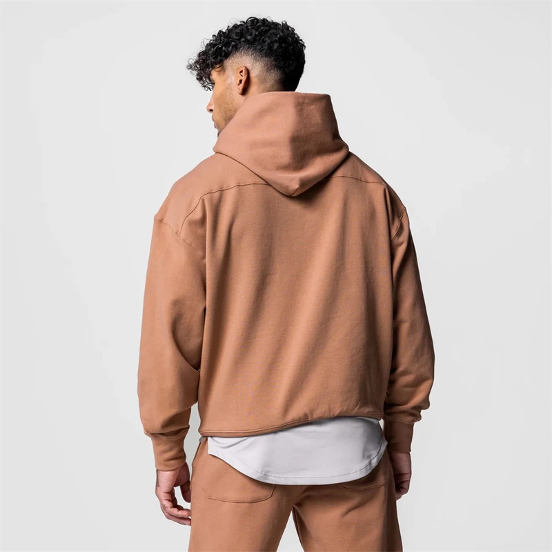 2022 Autumn Winter New High Quality Jogger Pullovers Hooded Hoodies Men Thick Fabric Solid Basic Cotton Sweatshirts 5 Color