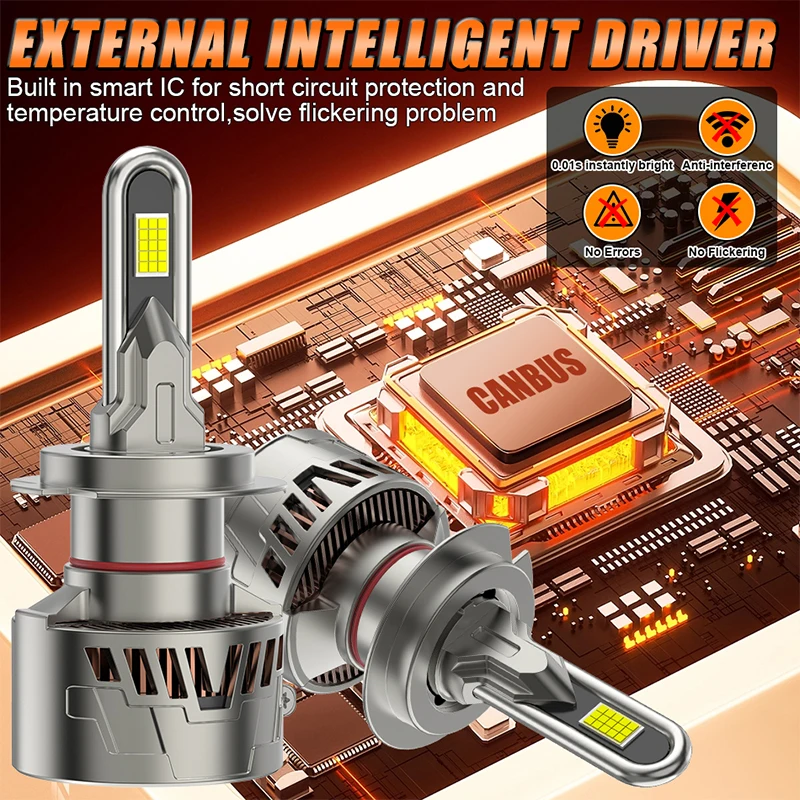 H7 LED Headlight Bulb H1 H4 H8 H11 9005 HB3 9006 HB4 880 881 Super Bright Car Lamps 2 Copper Tube LED Auto Light 12V 6000K White view 5