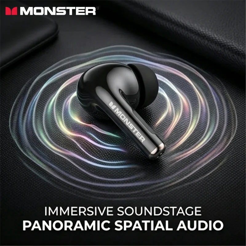 Monster MQT68 TWS Wireless Earbuds AI Real-time Multi-language Translation Headphones Panoramic Surround Sound HiFi Stereo