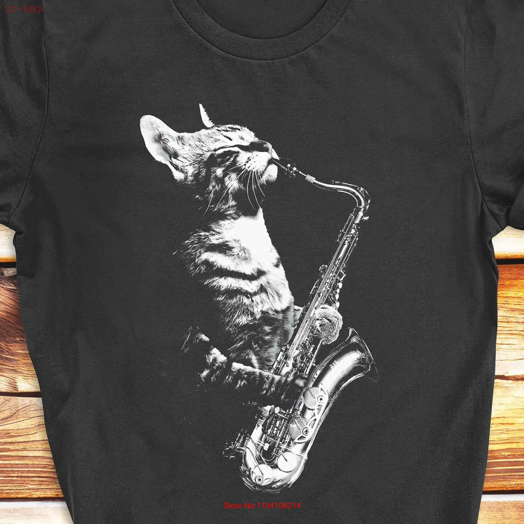 Cat Mom SaxophonisT T Shirt Funny Playing Saxophone Jazz Music Birthday Dad Musician Sax Teacher long or short sleeves