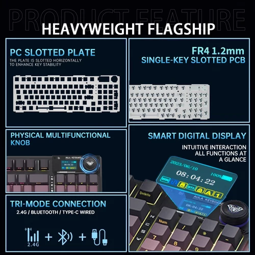 Imagen 2 del producto Teclado mecánico AULA F98 ProV2, teclado inalámbrico para juegos Bluetooth con retroiluminación RGB personalizada