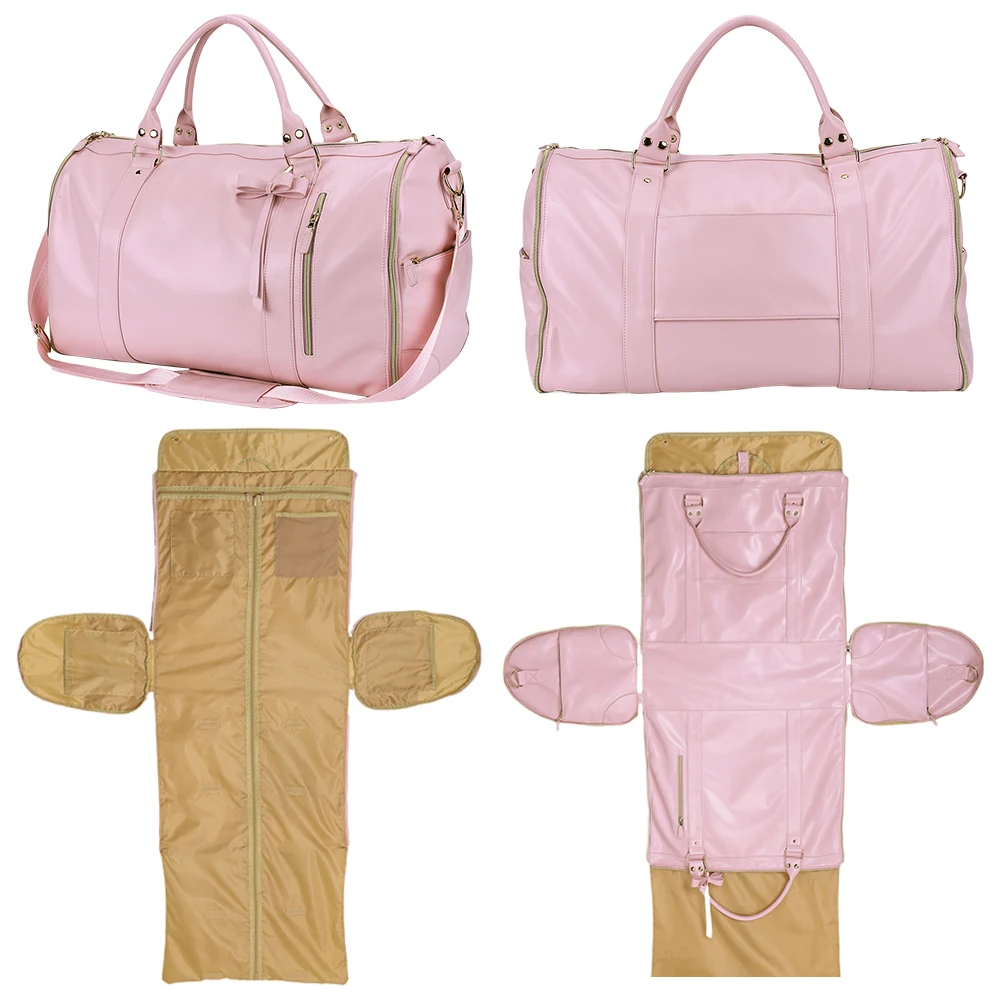 

Travel Garment Bag Convertible Garment Duffle Bag Large Capacity Suit Travel Bag Foldable PU Leather Duffle Bag for Men Women