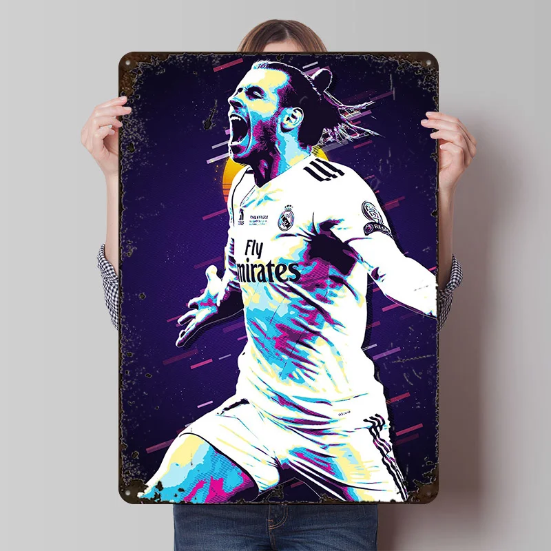 Gareth Bale Retro Art Printed Poster Customizable Wall Art Retro Vintage Metal Tin Signs for Home Room Bathroom Decor Coffee Bar