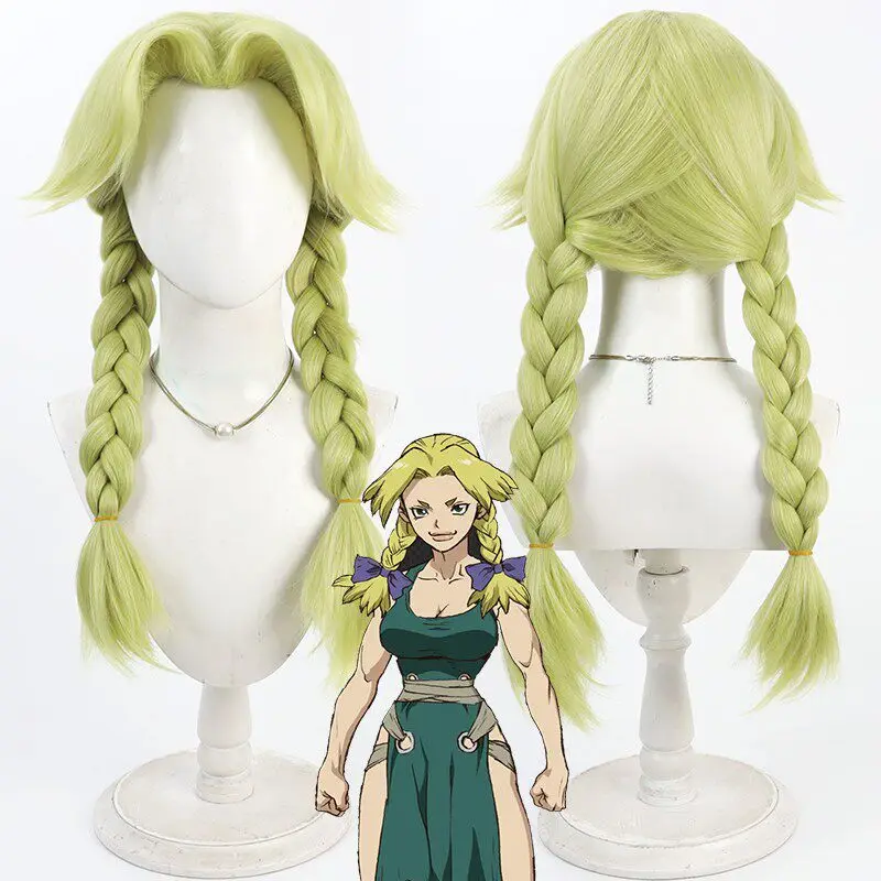 アニメドクターストーンハナダニキコスプレウィッグ耐熱人工毛女性のためのハロウィンカーニバルパーティードレスアップロールプレイウィッグ