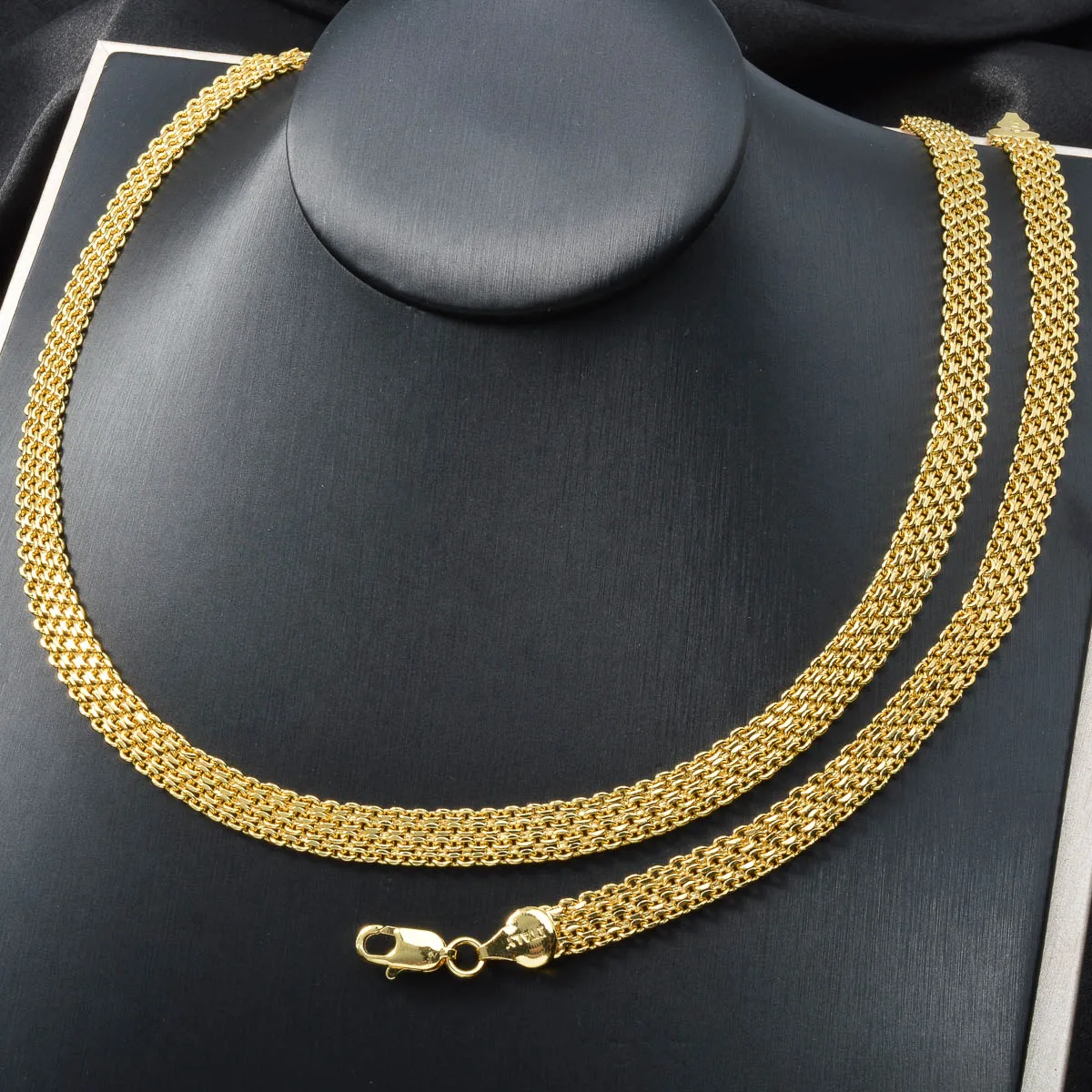 Diana Baby Simple Jewelry Sets 2PCS 18K Gold Plated Flat Snake Chain African Necklace Wedding Bracelets Birthday Gift Party