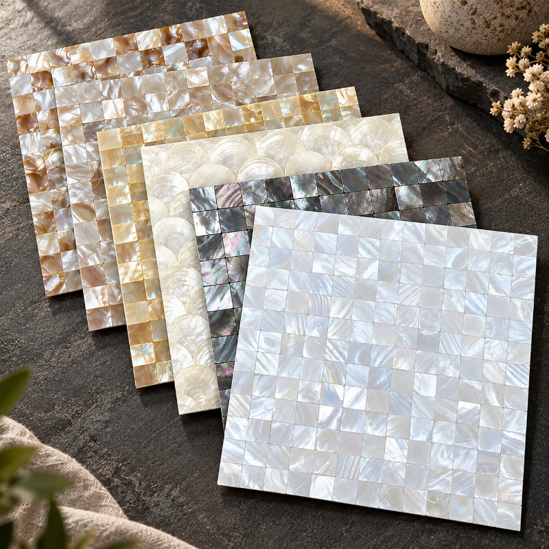 Luxury Stone Background Wall Shell Mosaic Sticker Self-Adhesive with Back Glue Moisture-Proof Living Room Decor