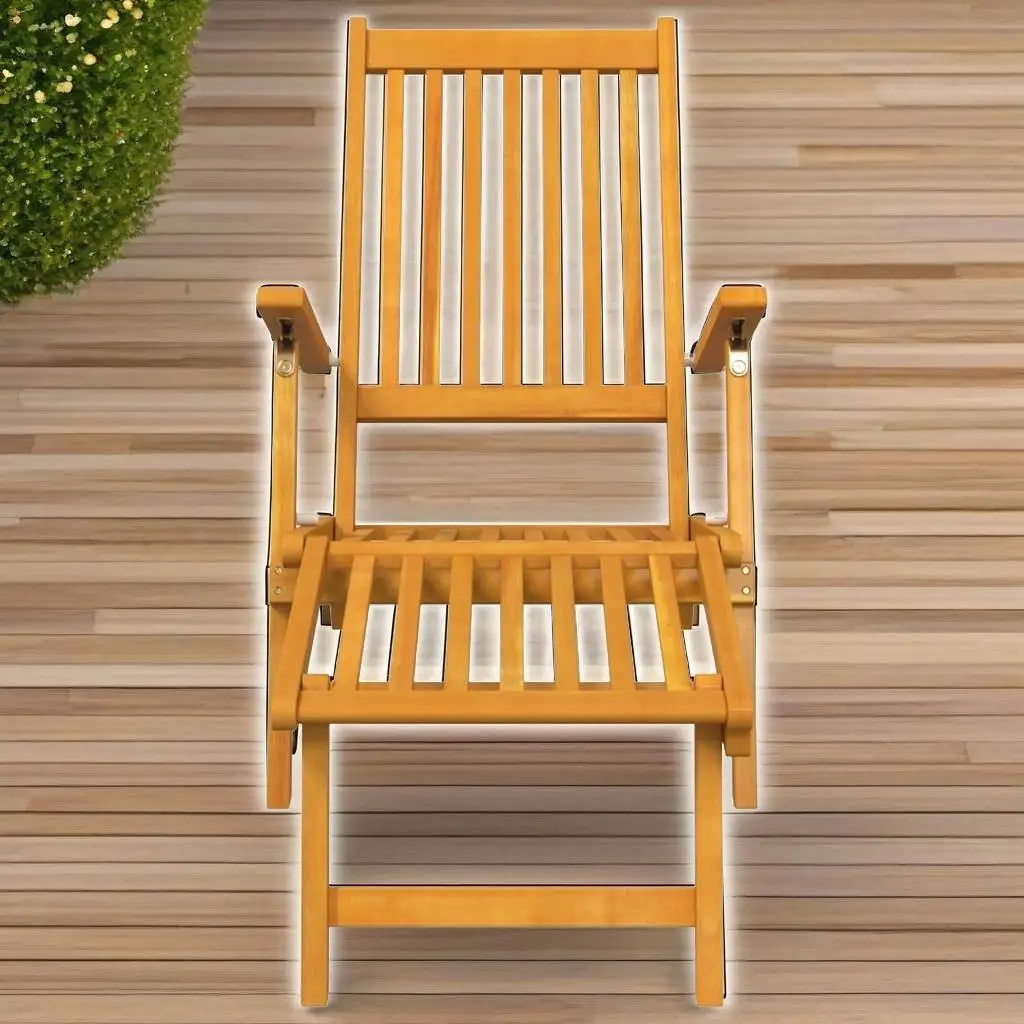 Acacia Wood Patio Deck Chair Set with Footrest & Table – Durable Outdoor Furniture