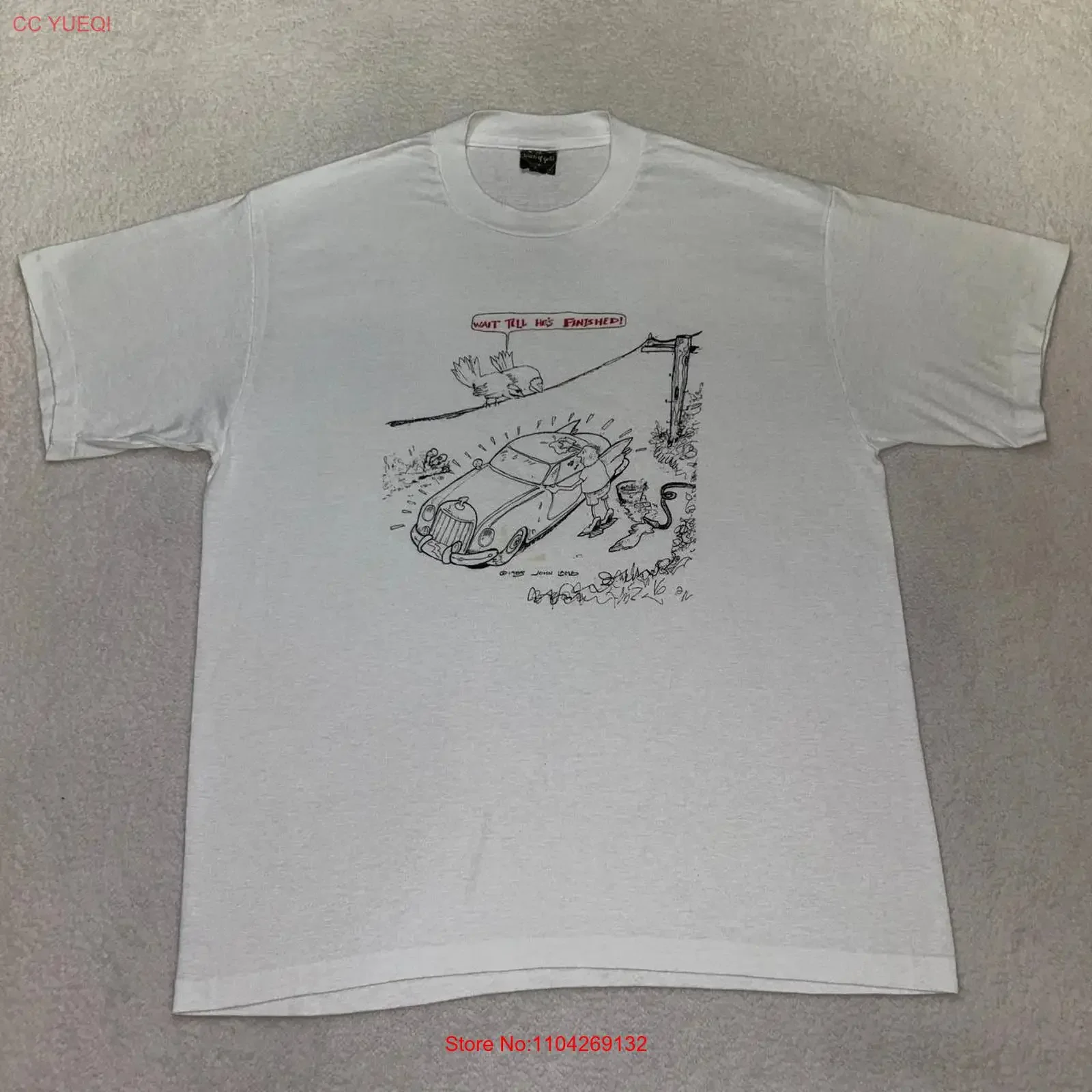 Vintage Louch Of God Y2K Wait Till He's Finished Crew Neck T Shirt Size XL White vintage Washed Stretched Unisex