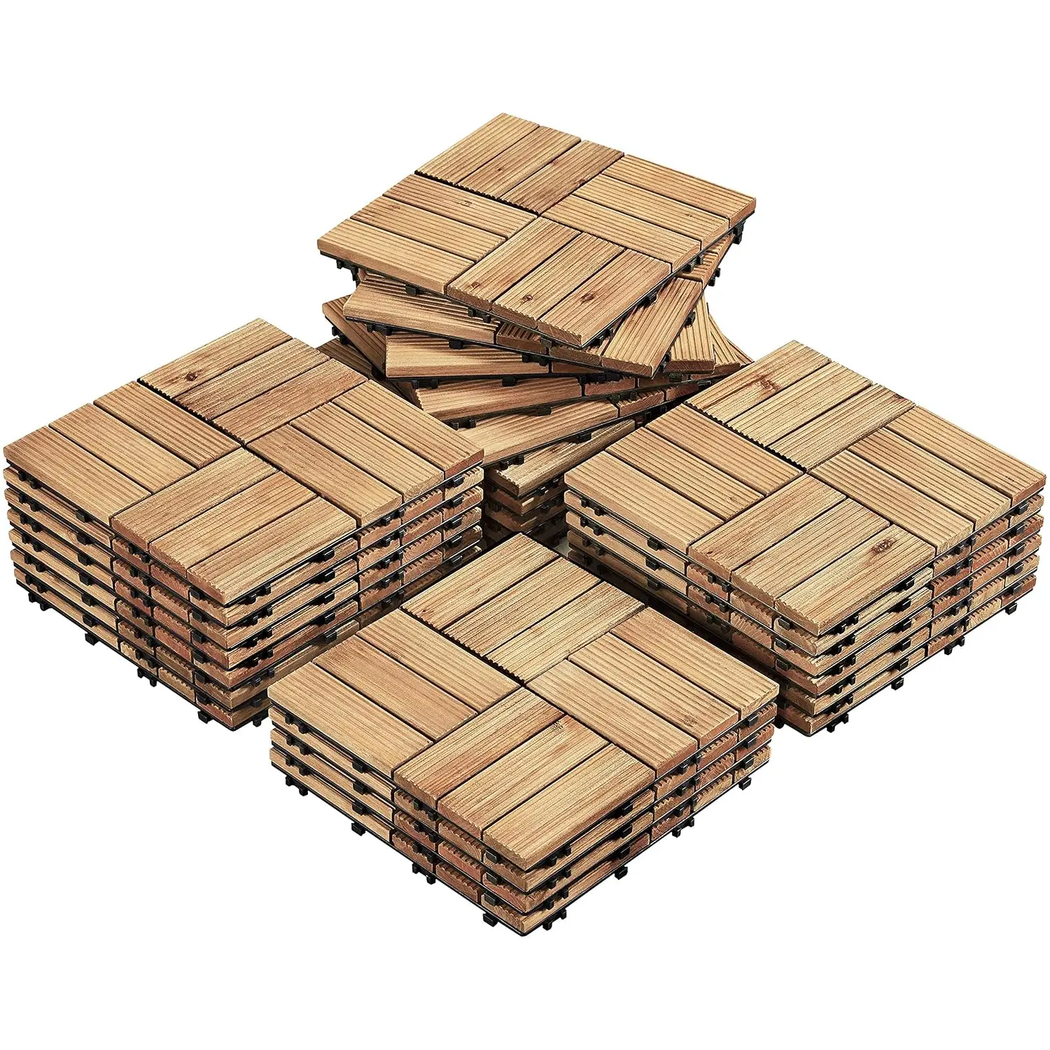 27PCS 12x12in Interlocking Deck Tiles Outdoor Patio,Natural Wood, Customized