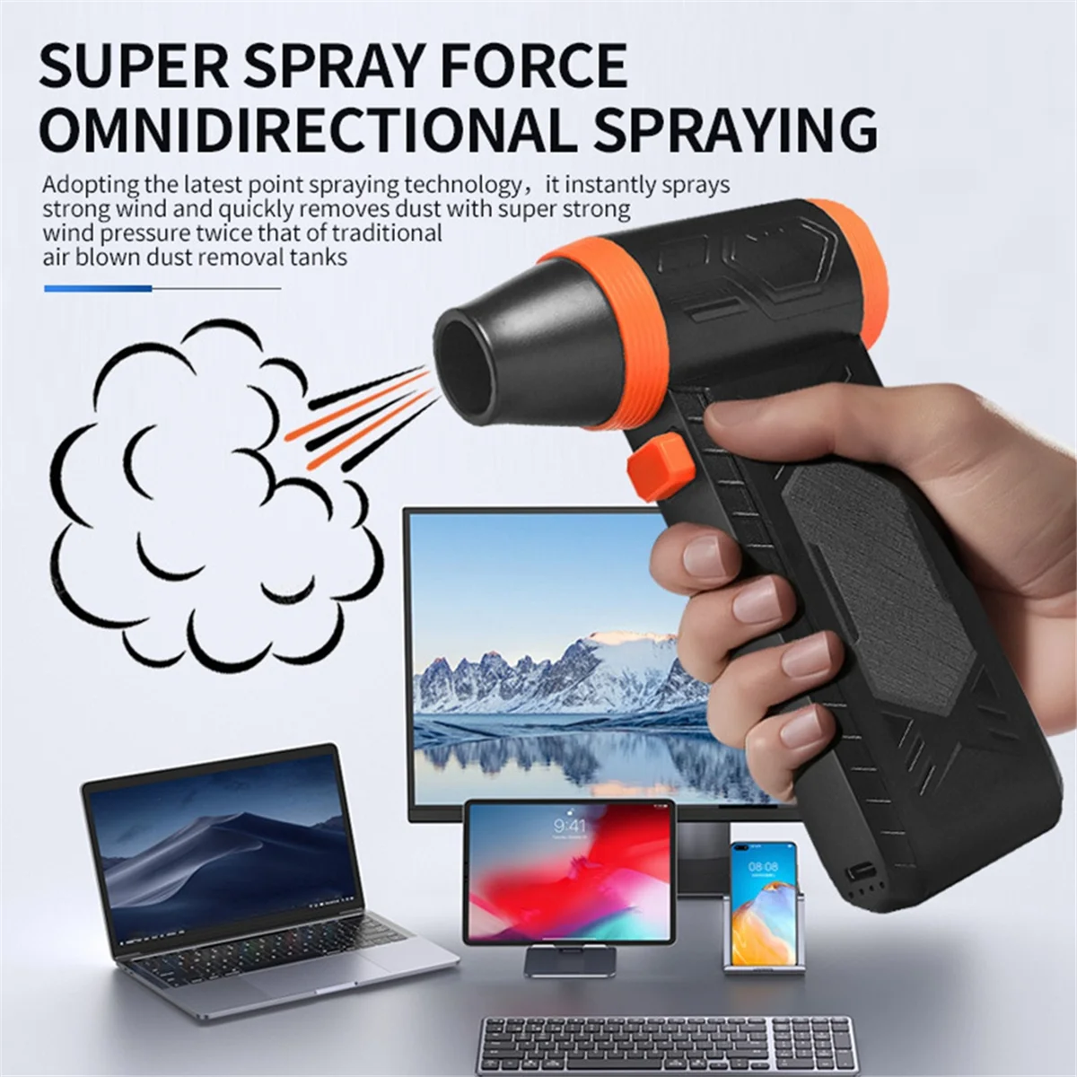 منفاخ هواء كهربائي قابل لإعادة الشحن، رياح قوية، 150 جرام، ضغط هواء لتنظيف السيارة، منفاخ الثلج #5