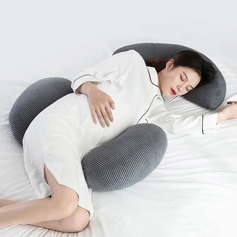 Almohada de algodón a rayas para mujer embarazada, cojín multifunción, suave, cómodo, soporte para el vientre, cintura, sueño lateral, estilo moderno