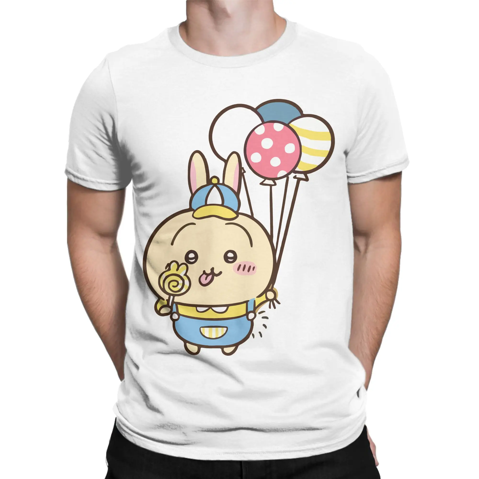 Novelty Cartoon Cute Chiikawas T-Shirts for Men Round Neck Cotton T Shirt Hachiware Usagi Short Sleeve Tee Shirt 6XL Clothes