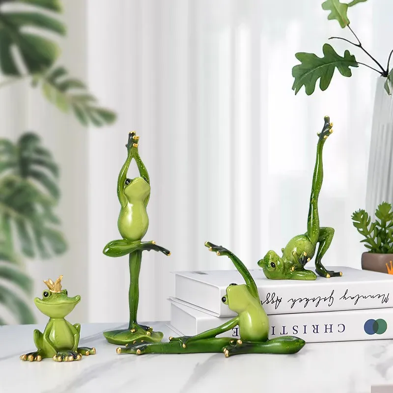 Glass Yoga Frog Ornament Resin Crafts TV Cabinet Wine Cabinet Ornament Graduation Birthday Gift