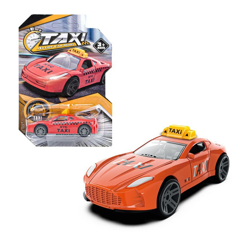 Taxi Mini-legeringsauto voor kinderen, glijdend, terugtrekbaar, sportwagen, race-modelset, speelgoed