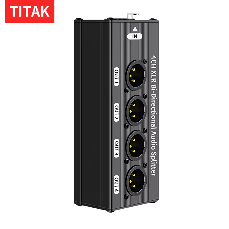 Passive 1 Input 4 Output XLR Audio Splitter Box 3 Pin Balanced Audio Signal Splitter No External Power Supply Needed