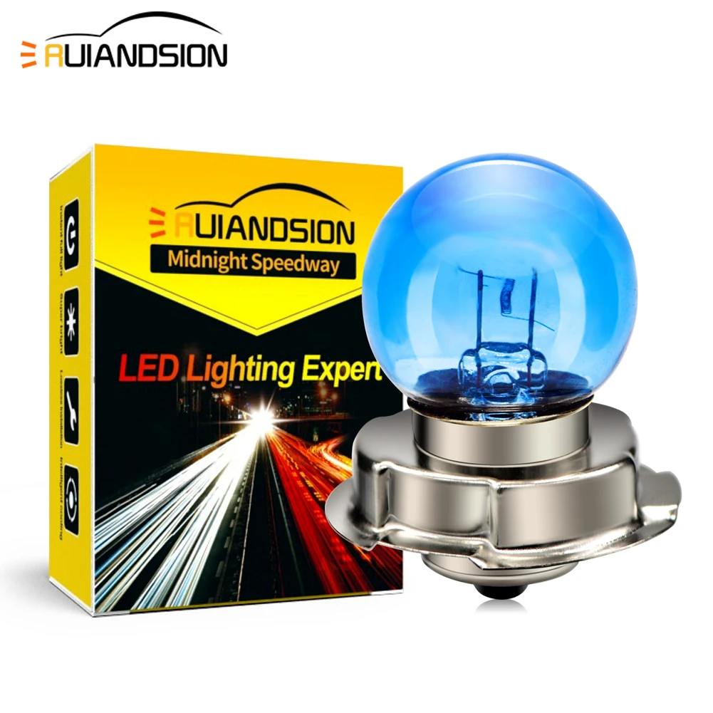 Ruiandsion 2PCS P26S Motorcycle Headlight Halogen Lamps 15W White Warm White Motorbike Headlamp 12V For ATV UTV Tractor Scooter