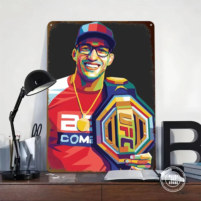 Champion Pop Art Portrait Tin Poster Customized Wall Art Retro Vintage Metal Signs for Fans Room Mancave Decoration Gaming House