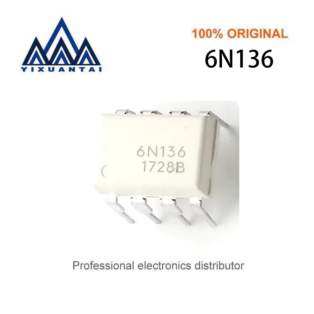 10pcs/Lot  6N136  White【OPTOISO 5KV TRANS W/BASE 8DIP】New  and Original