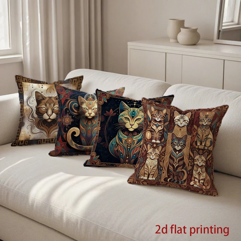 

Стильные декоративные наволочки с рисунком кошки, чехол для подушки с узором, подходит для дивана, спальни, автомобиля