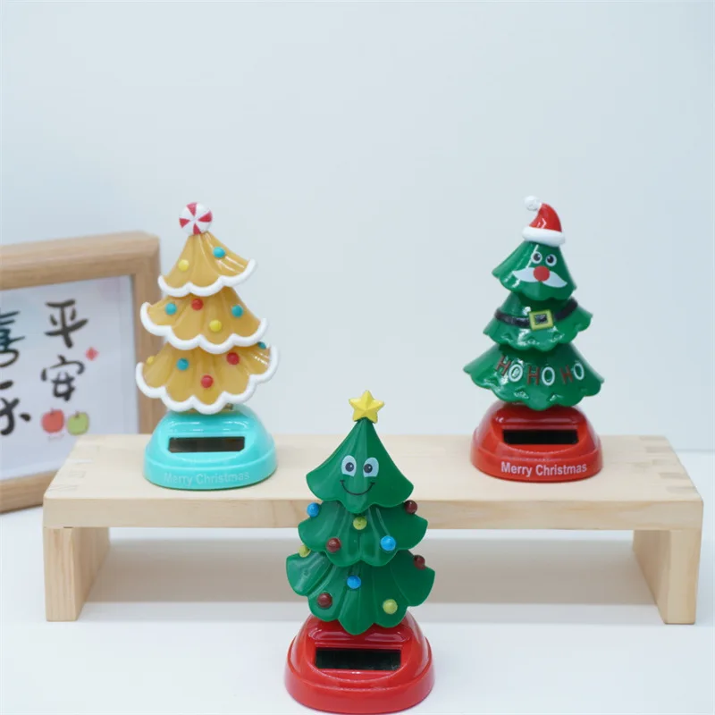 Cute Christmas Solar Toysfunny Auto Swinging Dancing Cartoon Christmas Tree Offices Desktop Decorations Christmas Birthday Gifts