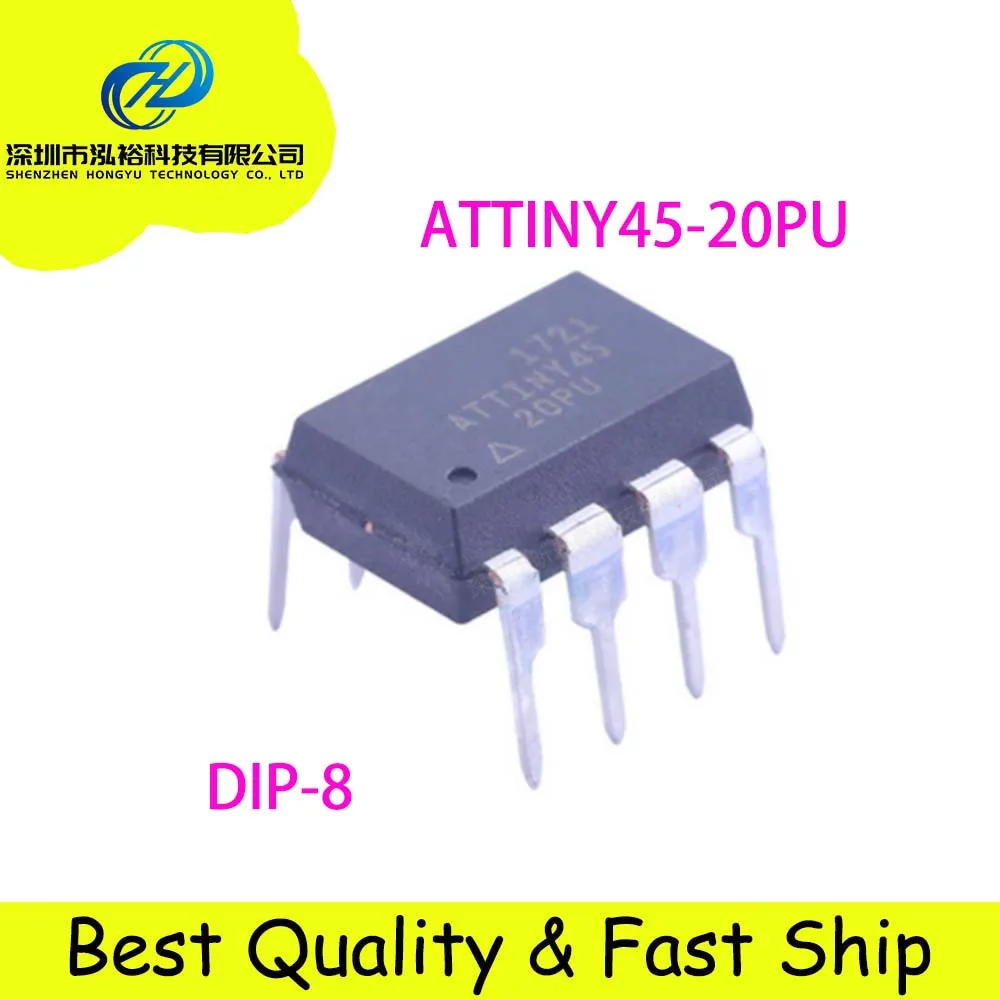 1 - 10 Pieces/Lots Wholesale ATTINY45-20PU ATTINY45-20P ATTINY45-20 ATTINY45 20PU IC MCU 8BIT 4KB FLASH 8DIP DIP-8 IC Chips Spot