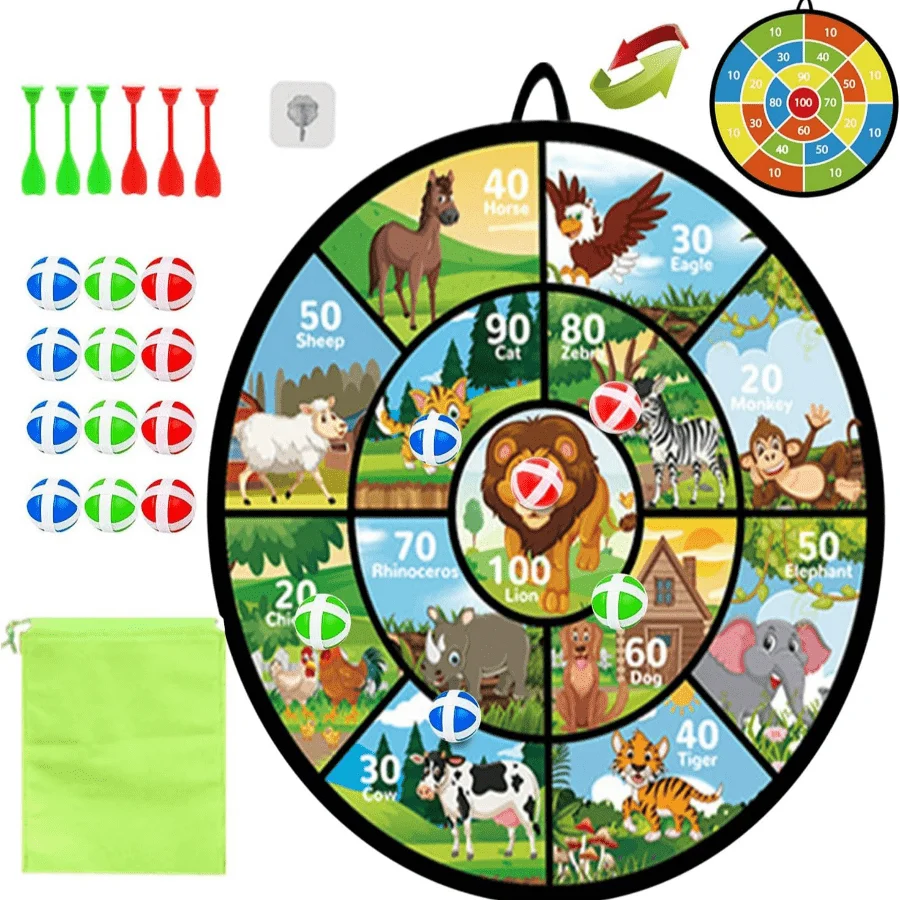 لوحة رمي السهام للأطفال 72 سم/28 بوصة لوحة رمي السهام الكبيرة مع 12 كرة عصا 6 قطع ألعاب الحفلات الداخلية/الخارجية، لون عشوائي #1