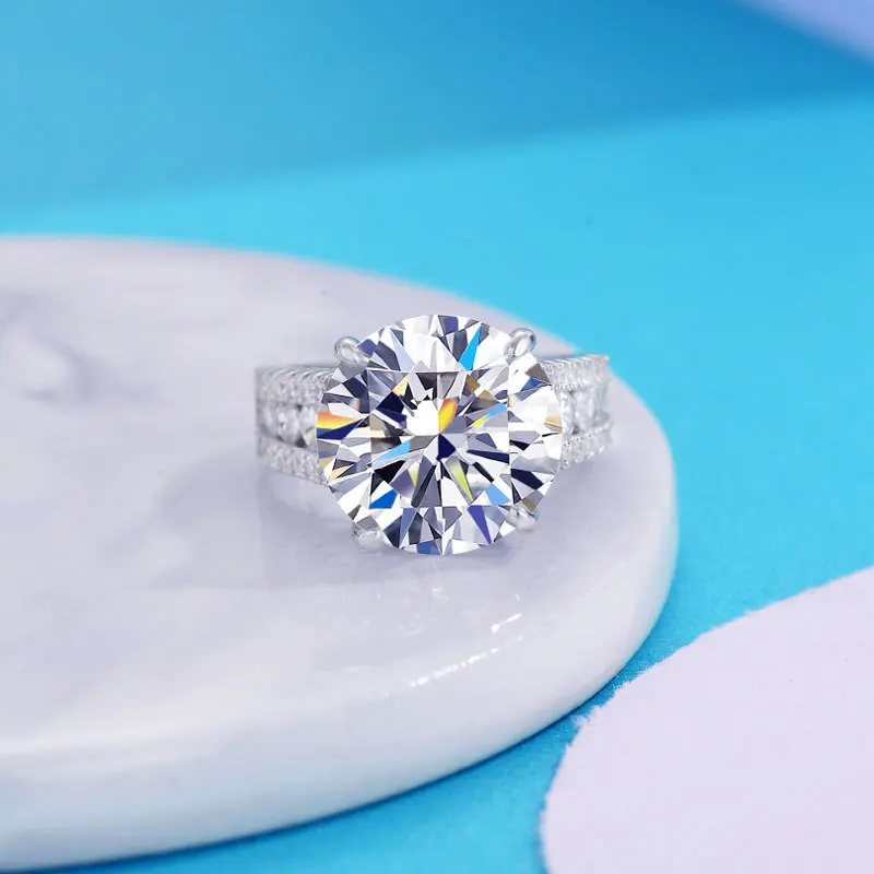 Lady's 18K Real Platinum PT950D color 10 carat moissanite diamond ring for women in platinum ultra-luxury group-set diamond ring