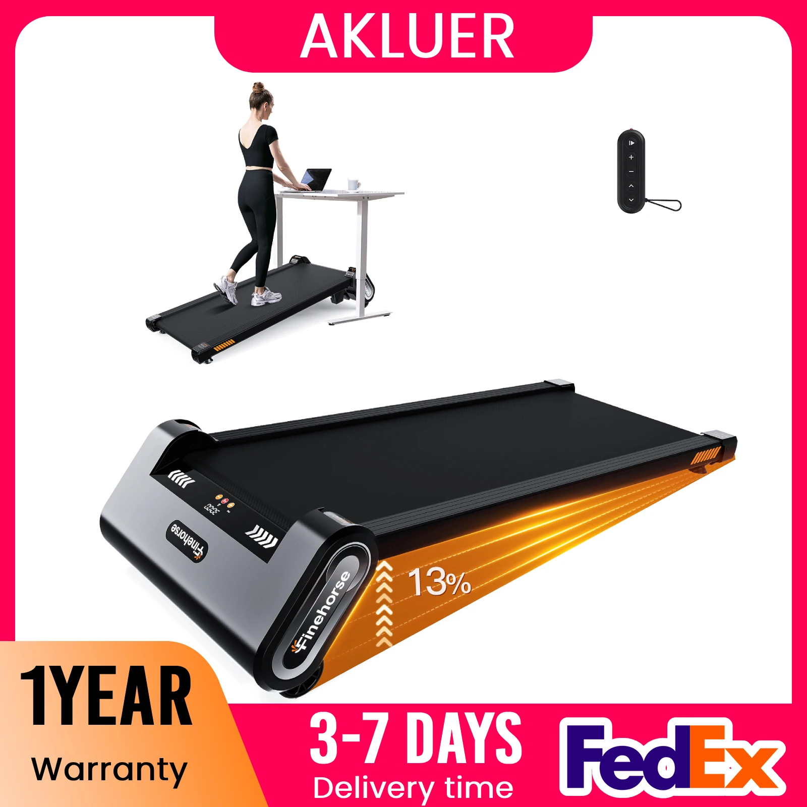 

Akluer 13% 6-уровневая дорожка с автоматическим наклоном, емкостью 2,5 л.с., 330 фунтов, портативная компактная беговая дорожка для домашнего офиса, светодиодный дисплей