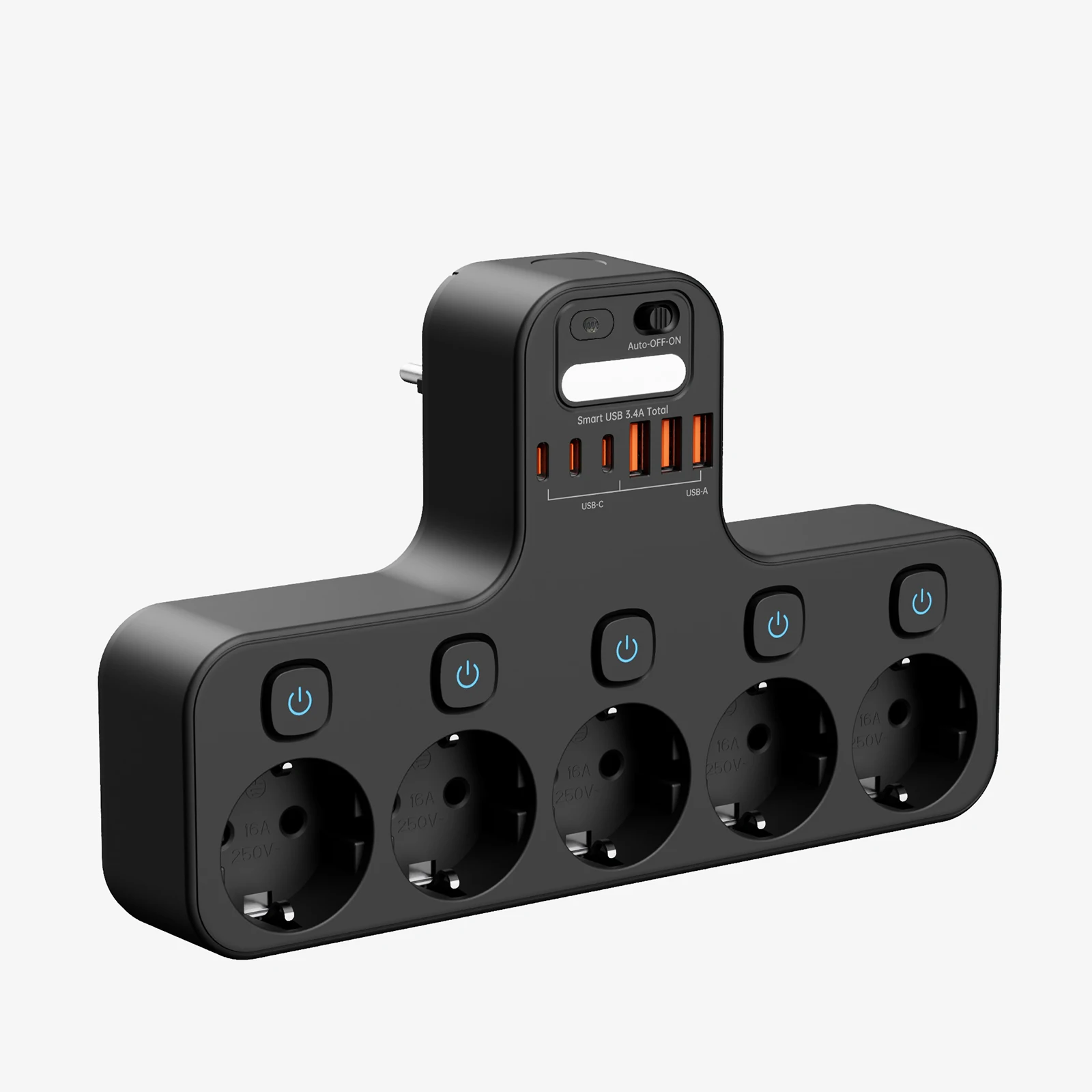 Eu Ac Plug 4000W Onafhankelijke Schakelaar Wandmontage Stekkerdoos Outlet Afneembare Opbergrek Lade met Nachtlampje USB C-poorten