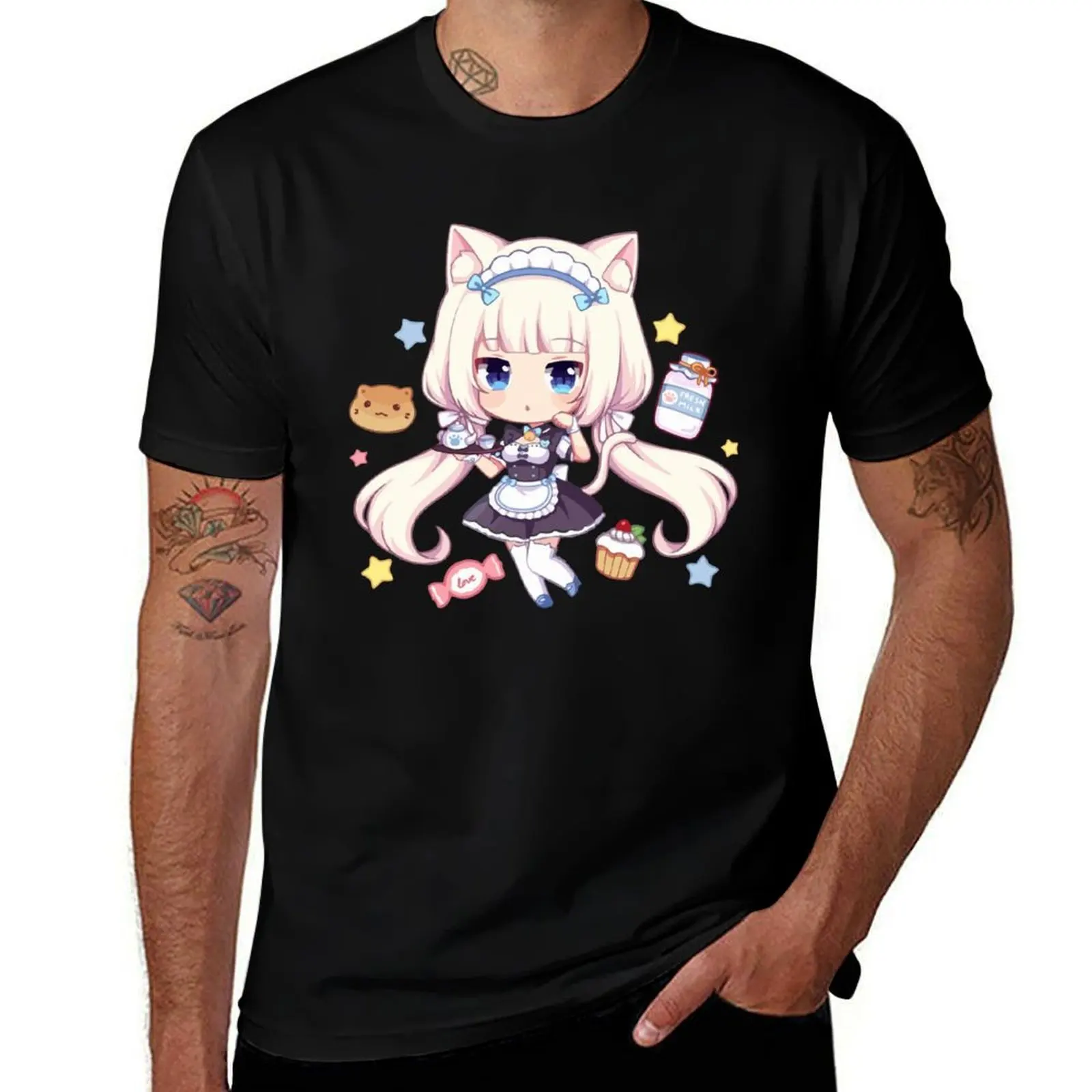 Vanilla Chibi T-Shirt Basic Short Sleeve Cotton Blend T-Shirt