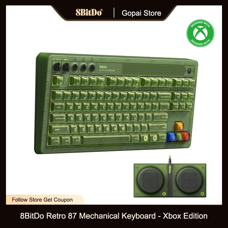 8BitDo Retro 87 Mechanical Keyboard with RGB Backlight, Bluetooth/2.4G/USB-C Hot Swappable Gaming Keyboard for Windows Android