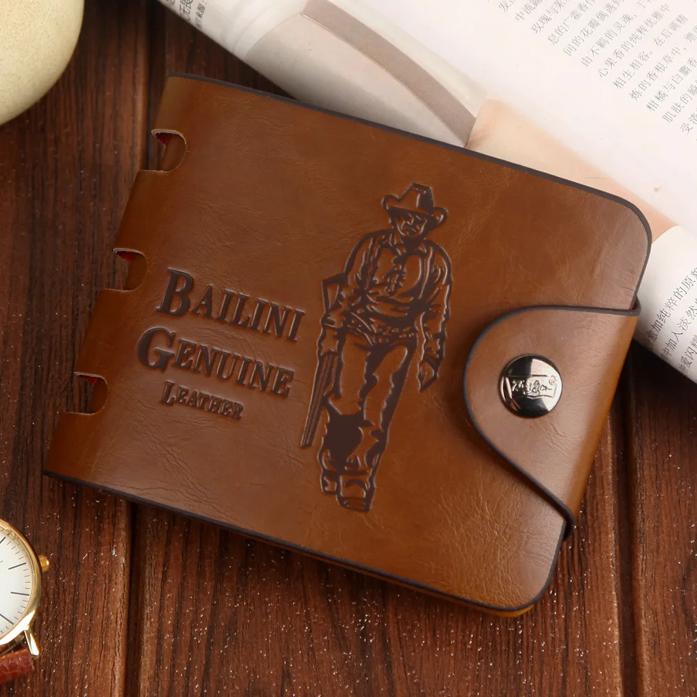 Man's wallets High Quality Retro Hunter Wallets Men Credit Business Card Holders Money Clip With Buckle Male Purses