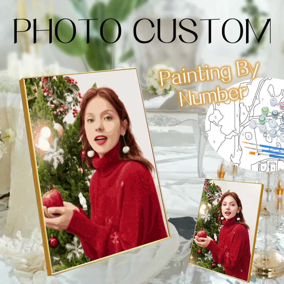 

PhotoCustom Christmas Painting By Numbers Customize Your Own Painting By Numbers Ideal for Portraits & Home Decor Memorable Gift