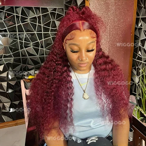 99J Burgundy Lace Front Colored Wig 13X4 Curly Red Wigs Human Hair Wigs Hd Lace Wig 13X6 Human Hair Deep Wave Frontal Wig