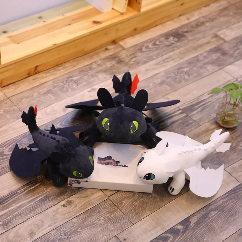 Cute Toothless Plush Toy Soft Dragon Cartoon Kawaii Soft Light Fury Stuffed Cushion Collection Doll Anime Kid Gifts Pillow Decor