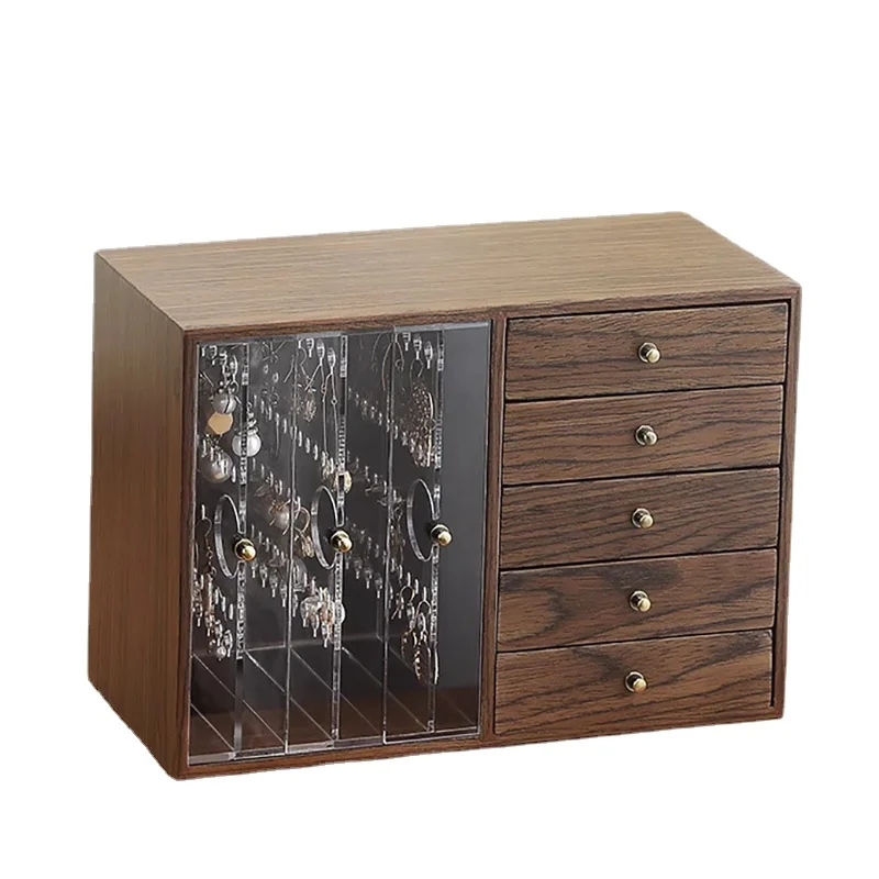 Retro Walnut Jewelry Storage Box Luxury Large Organizer Boxes Necklace Bracelet Earrings Jewelry Organizer Display Case Gifts