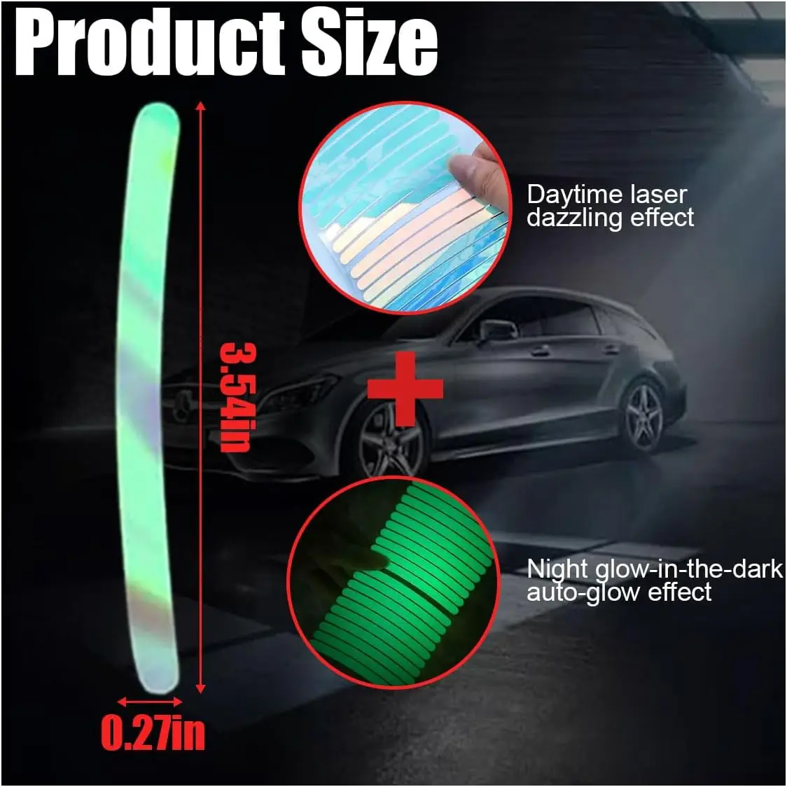 20PCS Car Wheel Stripe Reflective Stickers, Car Wheel Night Safety Warning Stickers Anti-Scratch Reflective Rim Stickers, Car Wh