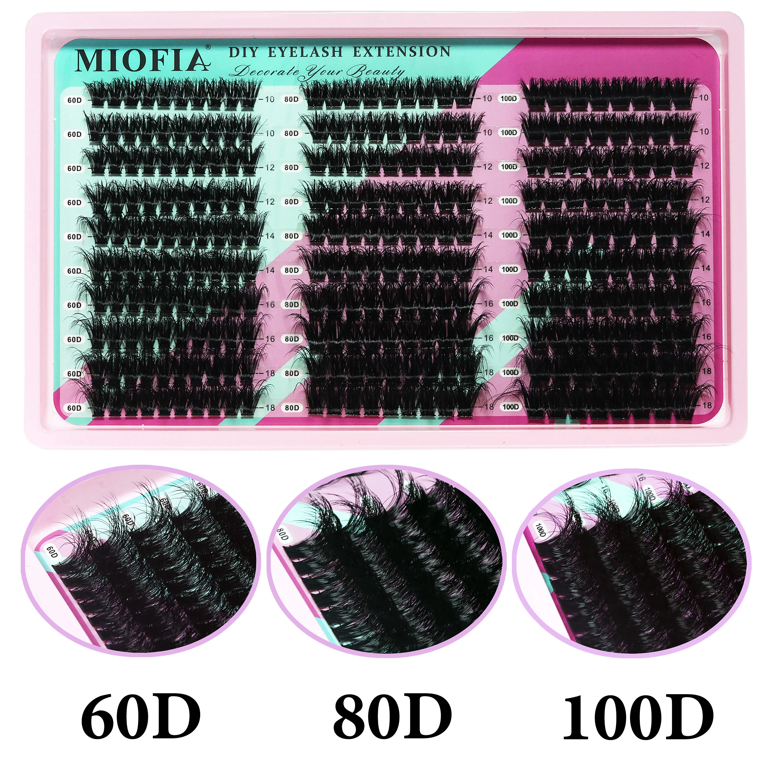 14 Reihen 5D Voluminöse Nerzwimpern-Büschel 50D-150D Dicke Flauschige Wimpernbüschel Katzenaugen-Wimpern 10-18mm Gemischte DIY Wimpernverlängerung – Detail 10