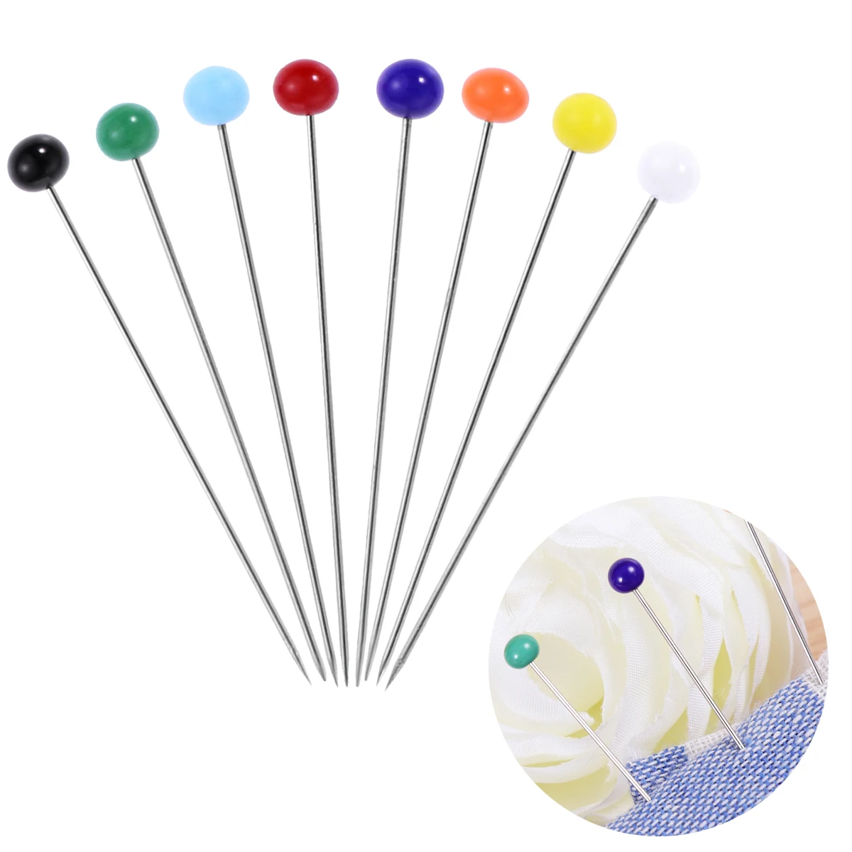 100pcs 유리 헤드 핀 고온 저항 바느질 바늘 곡선 퀼트 다양한 색상 오래 지속되는 대량 패브릭 레이어