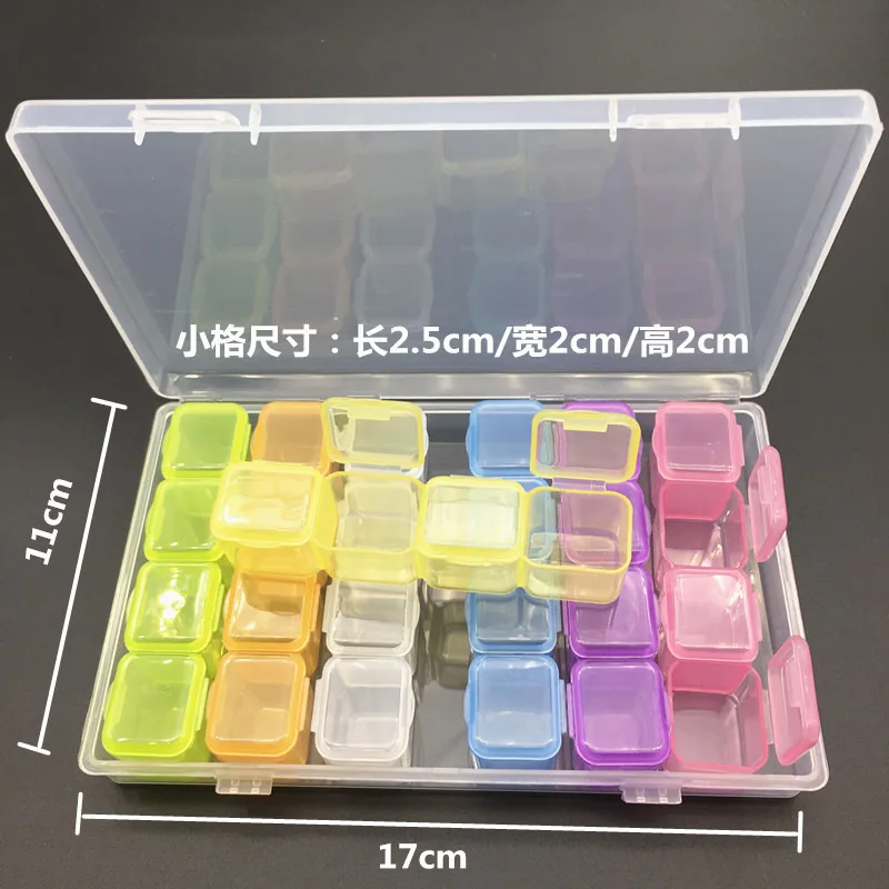 

Nail Art Tools 28-Compartment Box Individual-Lid Transparent Colorful Storage Box Holds Nail Accessories and Earrings