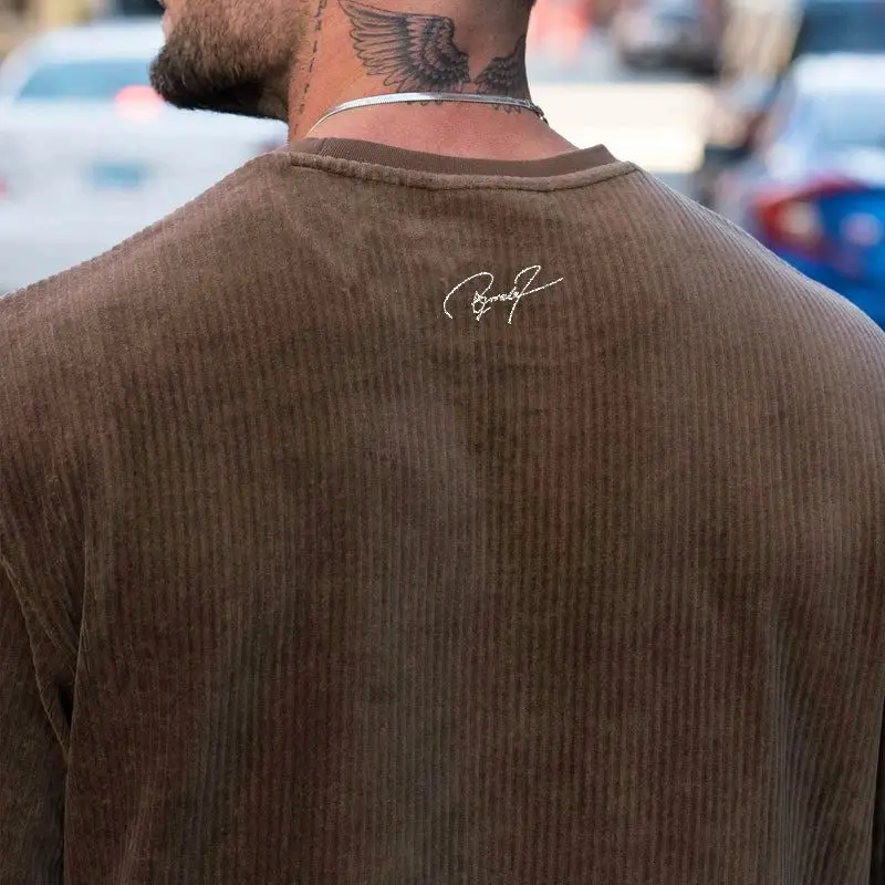 Streetwear casual loose men's T-shirt vertical print fashion embroidery round neck short sleeve top Jogger men's wear