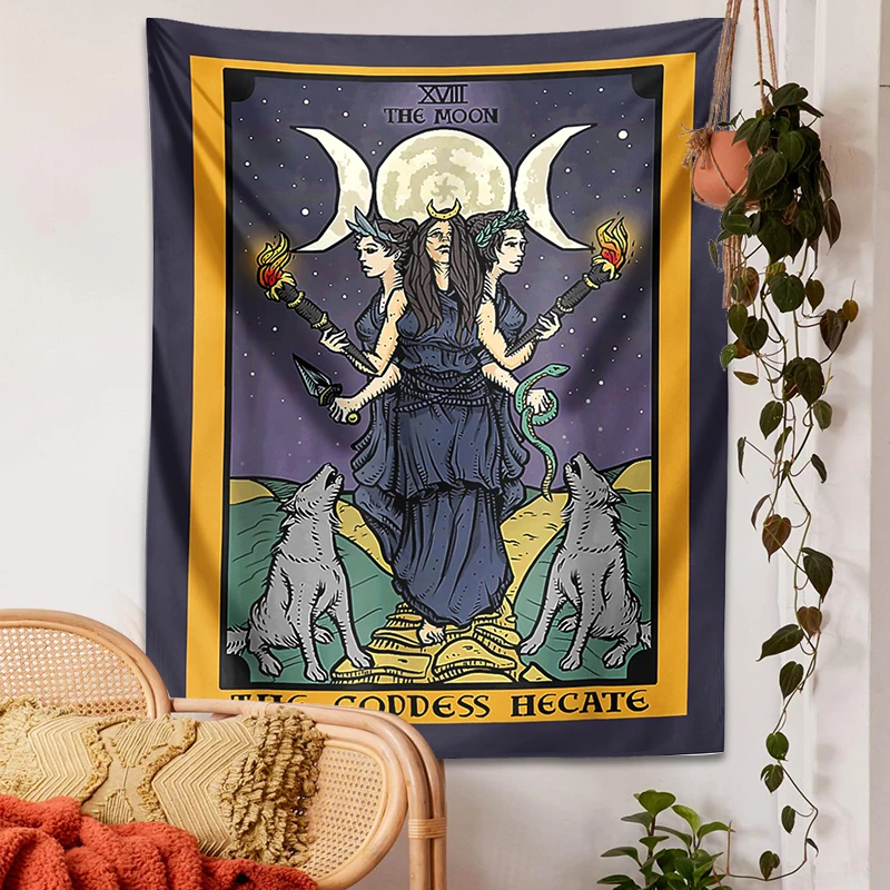 Tarot moon Tapestry Wall Hanging Mandala the goddess hecate Hippie Astrology Divination Witchcraft Background Wall Decoration