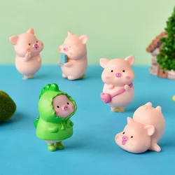 Kawaii Pig Resin DIY Home Decoration Figurines Dollhouse Miniatures Animal Dolls Decorate Girl's Room Landscape