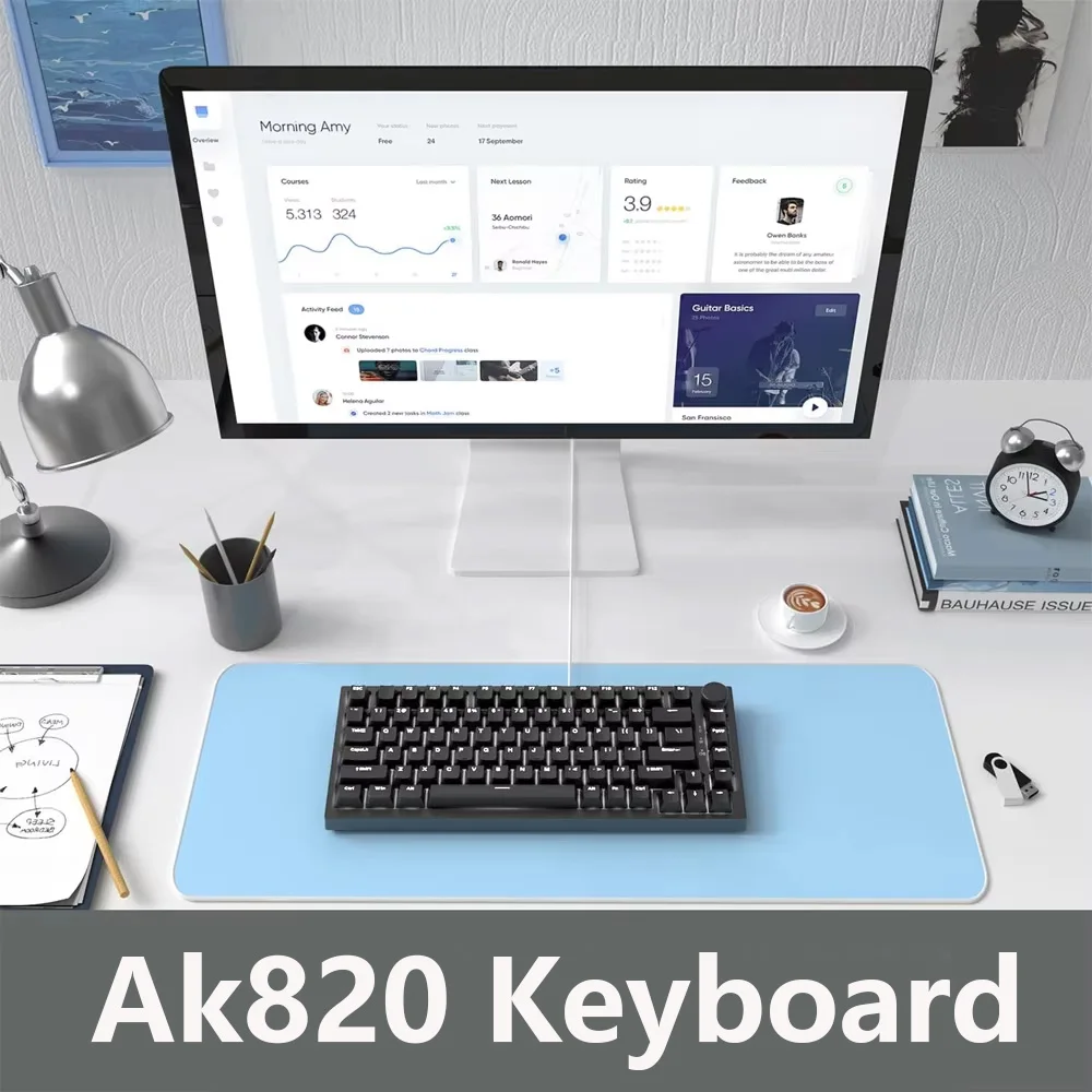 Teclado mecánico para jugar con cable AK820, diseño compacto 75%, teclado Esports intercambiable en caliente para PC, portátil, Windows y Mac