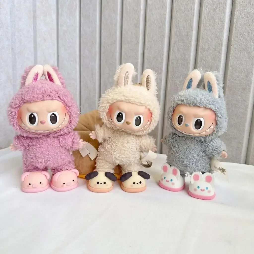 Untuk sepatu boneka untuk 15-20cm sepatu boneka katun sepatu sandal mainan kasual sandal boneka aksesoris DIY mainan boneka untuk dekorasi labubu