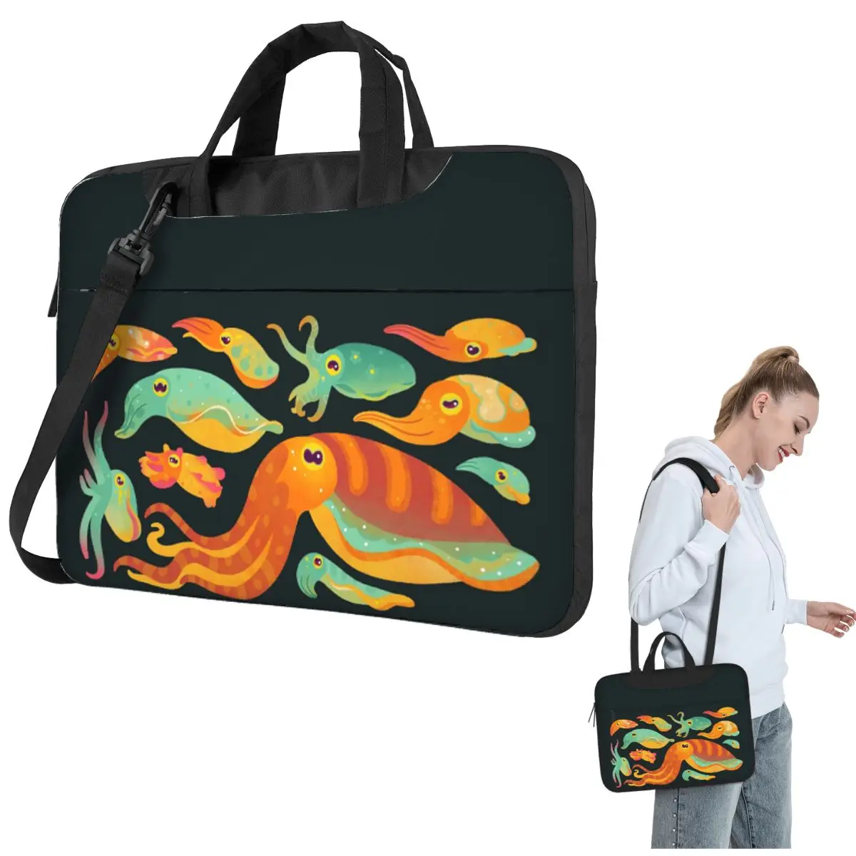 

Cuttlefish - Dark Crossbody Laptop Bag Case Computer Bag 13 14 15.6 Inch Notebook Pouch for Macbook Pro