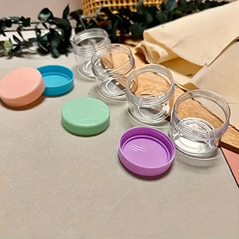 4PCS Empty 20g Travel Small Colorful Covers Clear Plastic Cosmetic Pot Jars With Lids For Face Cream Lip Balm Containers