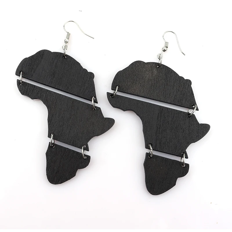 Black Color Africa Links Wooden Earrings